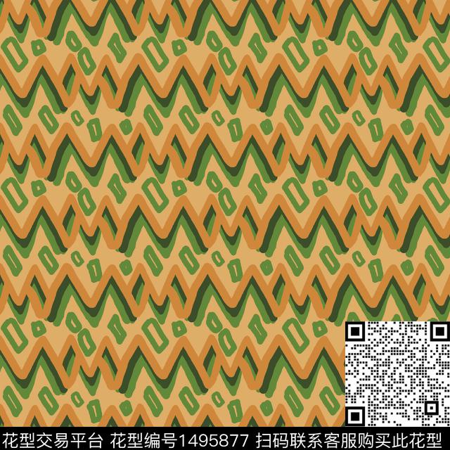 波浪纹民族风波西米亚传统印花华亿平台下载（图片编号: 1495877） - 瓦栏（Walan）