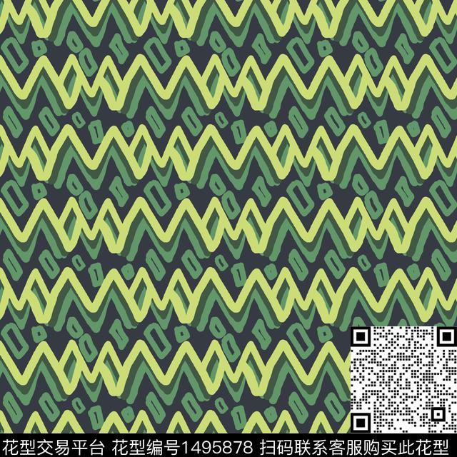 波浪纹民族风波西米亚传统印花华亿平台下载（图片编号: 1495878） - 瓦栏（Walan）