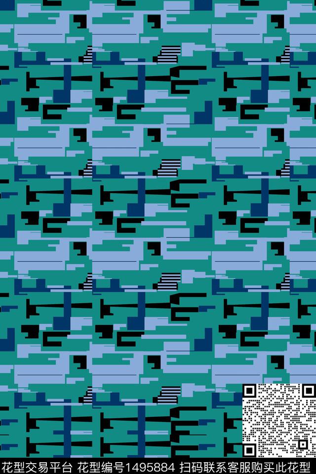 男装满版花字母线条数码印花华亿平台下载（图片编号: 1495884） - 瓦栏（Walan）