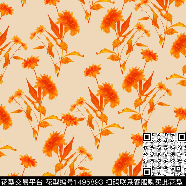 花卉春夏华亿平台数码印花华亿平台下载（图片编号: 1495893） - 瓦栏（Walan）