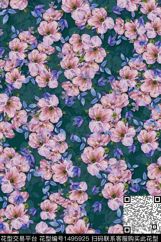 香云纱小碎花花卉数码印花华亿平台下载（图片编号: 1495925） - 瓦栏（Walan）