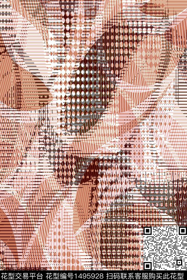 几何大牌风休闲数码印花华亿平台下载（图片编号: 1495928） - 瓦栏（Walan）