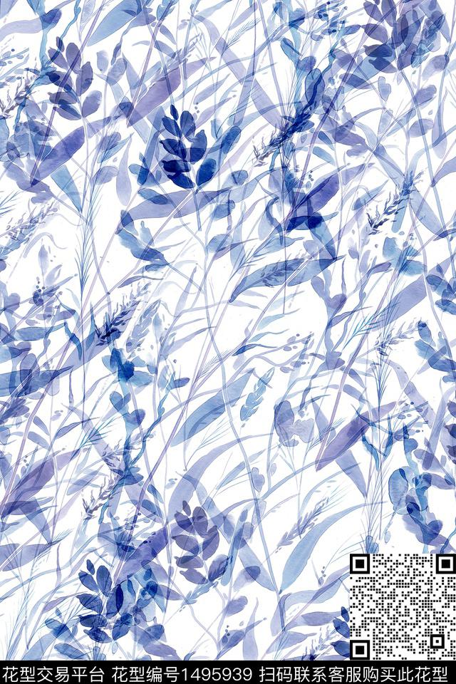 绿植树叶花卉大牌风数码印花华亿平台下载（图片编号: 1495939） - 瓦栏（Walan）