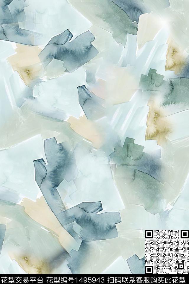 几何抽象小清新数码印花华亿平台下载（图片编号: 1495943） - 瓦栏（Walan）