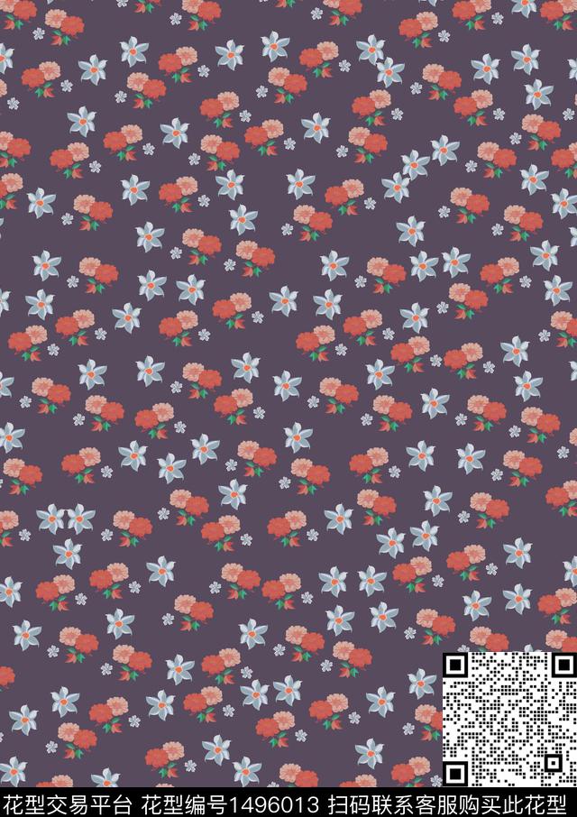 连衣裙花卉大牌风数码印花华亿平台下载（图片编号: 1496013） - 瓦栏（Walan）