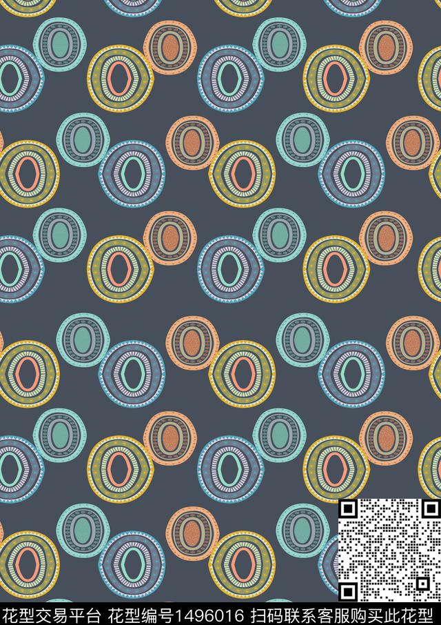 几何连衣裙花卉数码印花华亿平台下载（图片编号: 1496016） - 瓦栏（Walan）