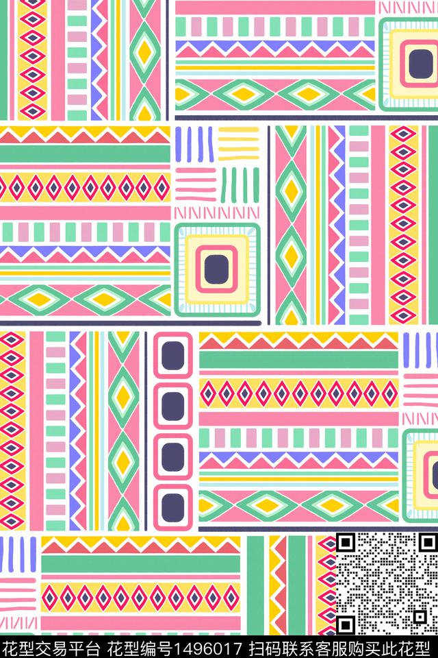 连衣裙线条画分形数码印花华亿平台下载（图片编号: 1496017） - 瓦栏（Walan）