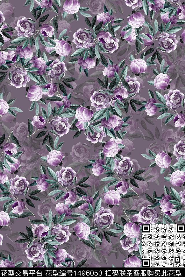 香云纱小碎花花卉数码印花华亿平台下载（图片编号: 1496053） - 瓦栏（Walan）