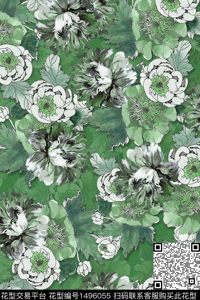 香云纱小碎花花卉数码印花华亿平台下载（图片编号: 1496055） - 瓦栏（Walan）