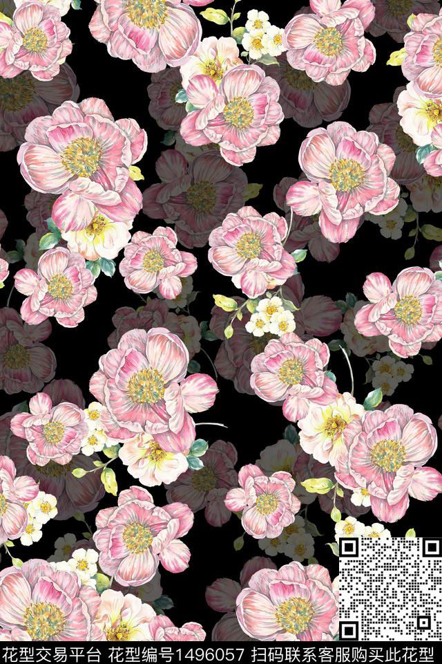 香云纱小碎花花卉数码印花华亿平台下载（图片编号: 1496057） - 瓦栏（Walan）