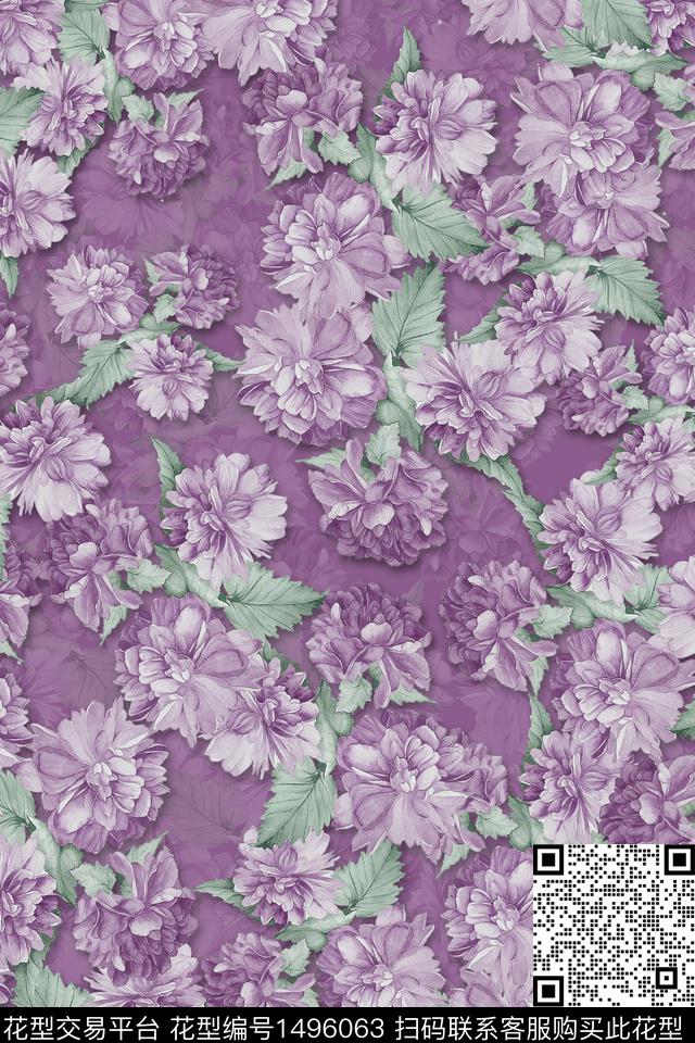 香云纱小碎花花卉数码印花华亿平台下载（图片编号: 1496063） - 瓦栏（Walan）