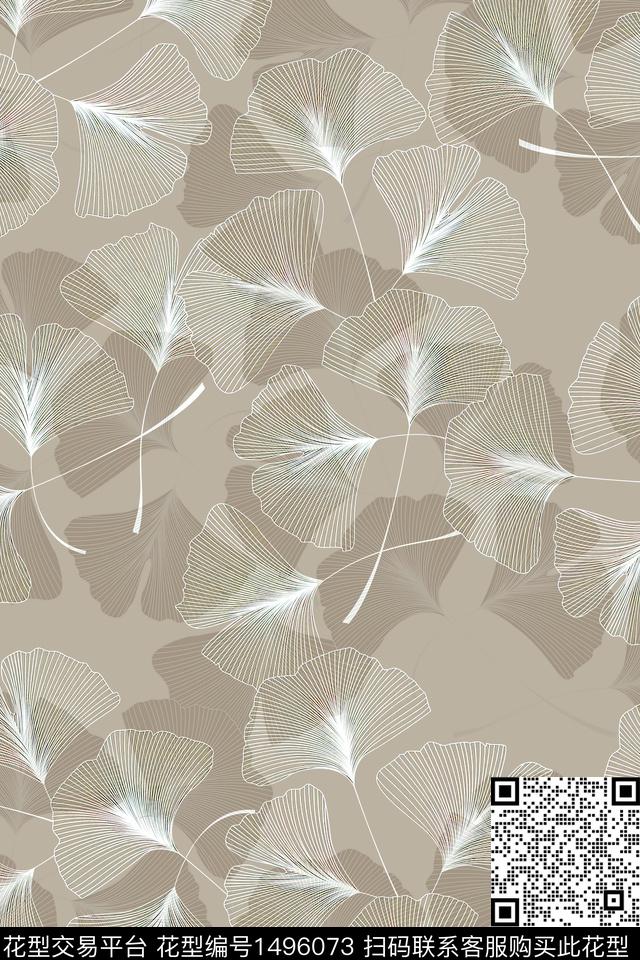 绿植树叶花卉大牌风数码印花华亿平台下载（图片编号: 1496073） - 瓦栏（Walan）