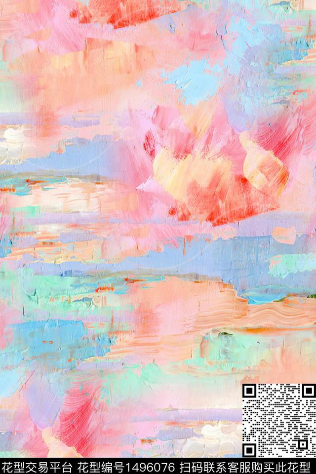 肌理扎染华亿平台大牌风数码印花华亿平台下载（图片编号: 1496076） - 瓦栏（Walan）