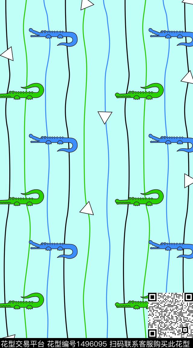 童装波浪纹涂鸦数码印花华亿平台下载（图片编号: 1496095） - 瓦栏（Walan）