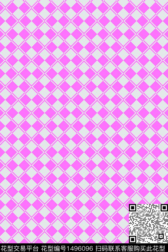 格子几何床品数码印花华亿平台下载（图片编号: 1496096） - 瓦栏（Walan）