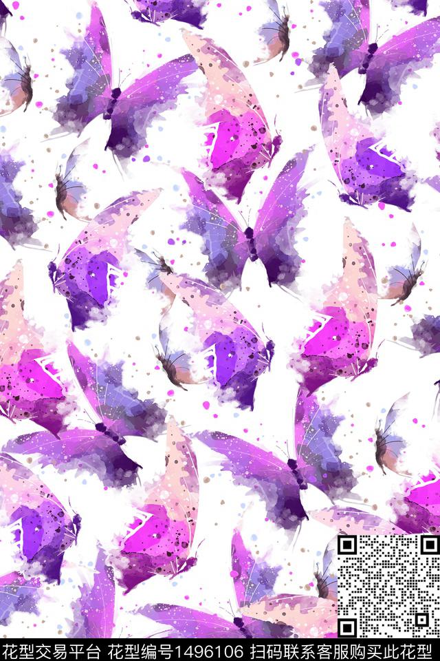 女装蝴蝶年轻女性数码印花华亿平台下载（图片编号: 1496106） - 瓦栏（Walan）