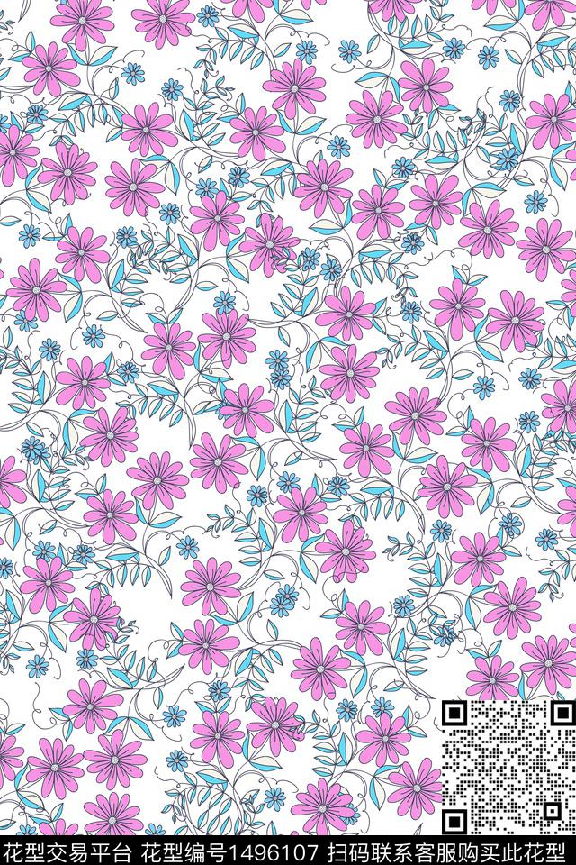 女装花卉大牌风数码印花华亿平台下载（图片编号: 1496107） - 瓦栏（Walan）