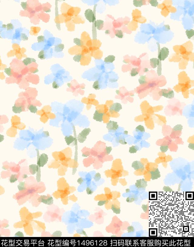 年轻女性小碎花清新风数码印花华亿平台下载（图片编号: 1496128） - 瓦栏（Walan）