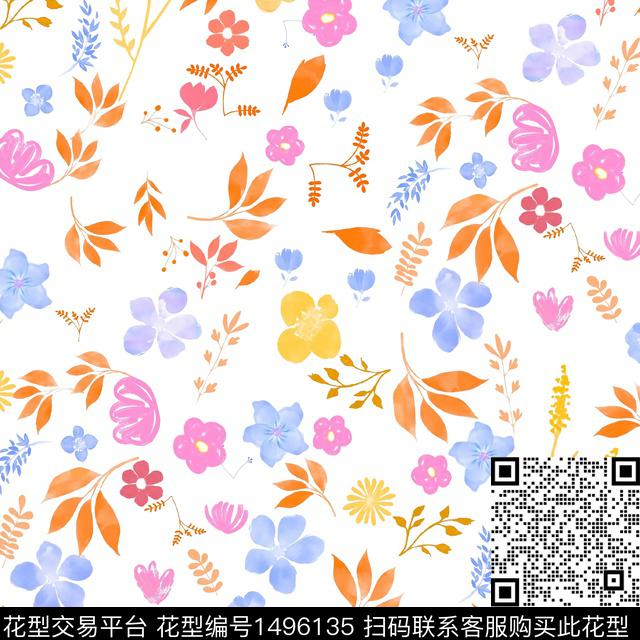 年轻女性小碎花清新风数码印花华亿平台下载（图片编号: 1496135） - 瓦栏（Walan）