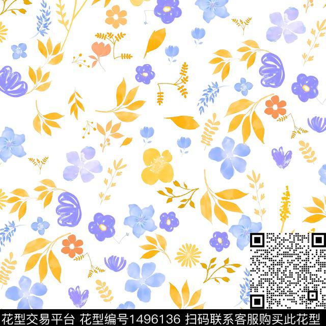 年轻女性小碎花清新风数码印花华亿平台下载（图片编号: 1496136） - 瓦栏（Walan）