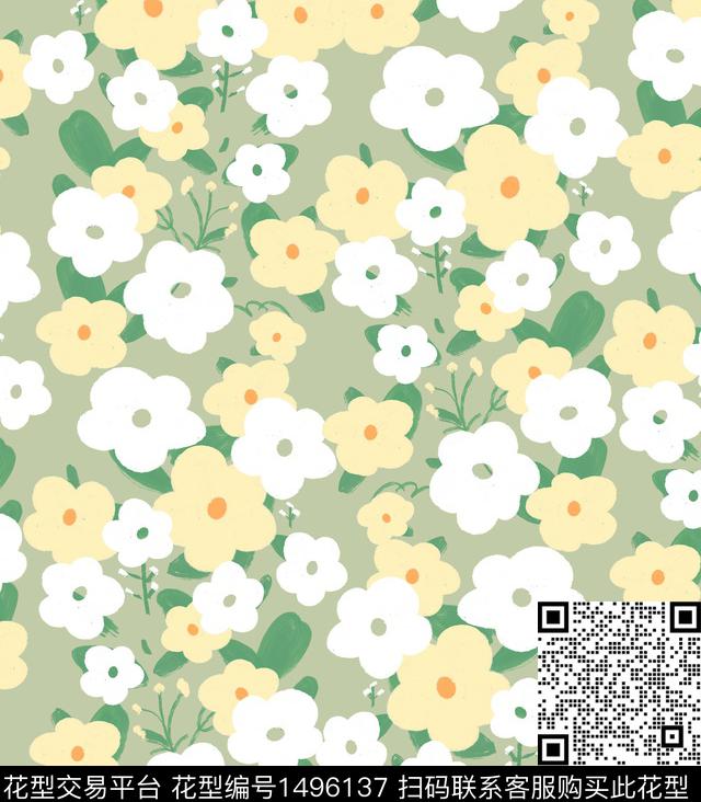 年轻女性小碎花清新风数码印花华亿平台下载（图片编号: 1496137） - 瓦栏（Walan）