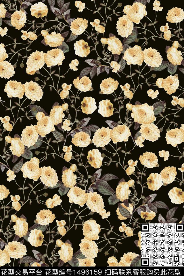 女装花卉大牌风数码印花华亿平台下载（图片编号: 1496159） - 瓦栏（Walan）