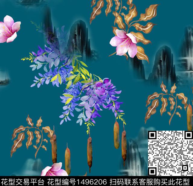 连衣裙女装花卉传统印花华亿平台下载（图片编号: 1496206） - 瓦栏（Walan）