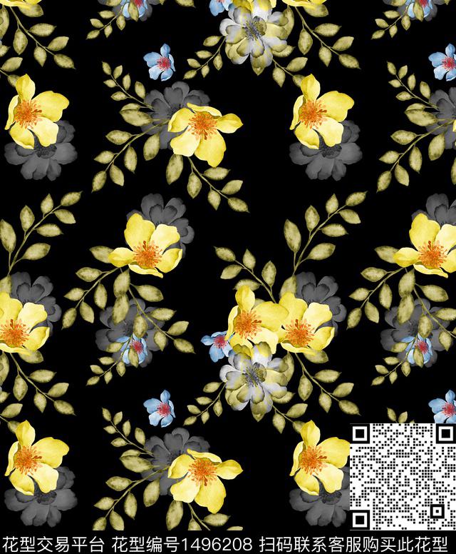 连衣裙女装花卉传统印花华亿平台下载（图片编号: 1496208） - 瓦栏（Walan）