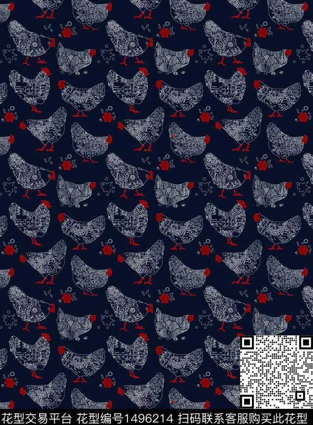 时尚线条动物数码印花华亿平台下载（图片编号: 1496214） - 瓦栏（Walan）