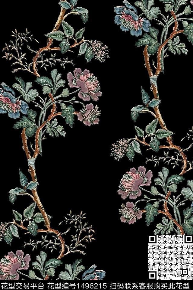 时尚民族花卉中老年数码印花华亿平台下载（图片编号: 1496215） - 瓦栏（Walan）