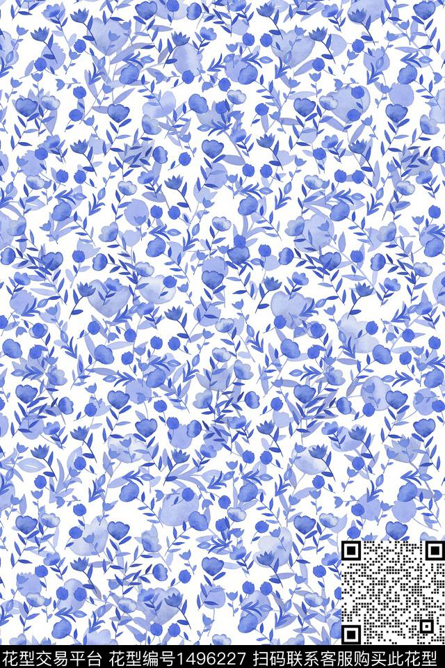 清爽底花卉花卉大牌风数码印花华亿平台下载（图片编号: 1496227） - 瓦栏（Walan）