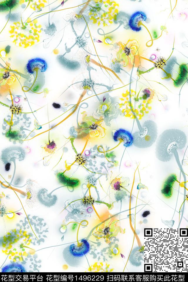 肌理大牌风抽象数码印花华亿平台下载（图片编号: 1496229） - 瓦栏（Walan）