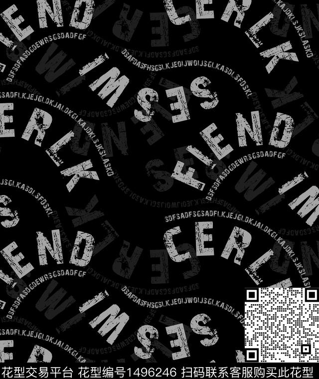 几何线条字母数码印花华亿平台下载（图片编号: 1496246） - 瓦栏（Walan）