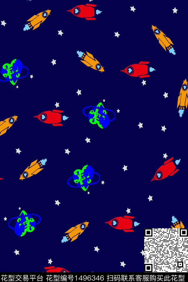 趣味宇宙童装数码印花华亿平台下载（图片编号: 1496346） - 瓦栏（Walan）