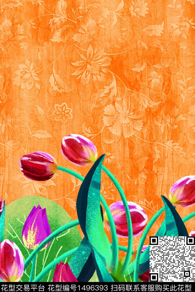 定位花几何花卉花卉数码印花华亿平台下载（图片编号: 1496393） - 瓦栏（Walan）