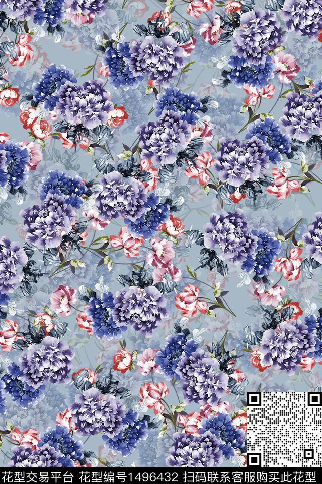香云纱中国风花卉数码印花华亿平台下载（图片编号: 1496432） - 瓦栏（Walan）