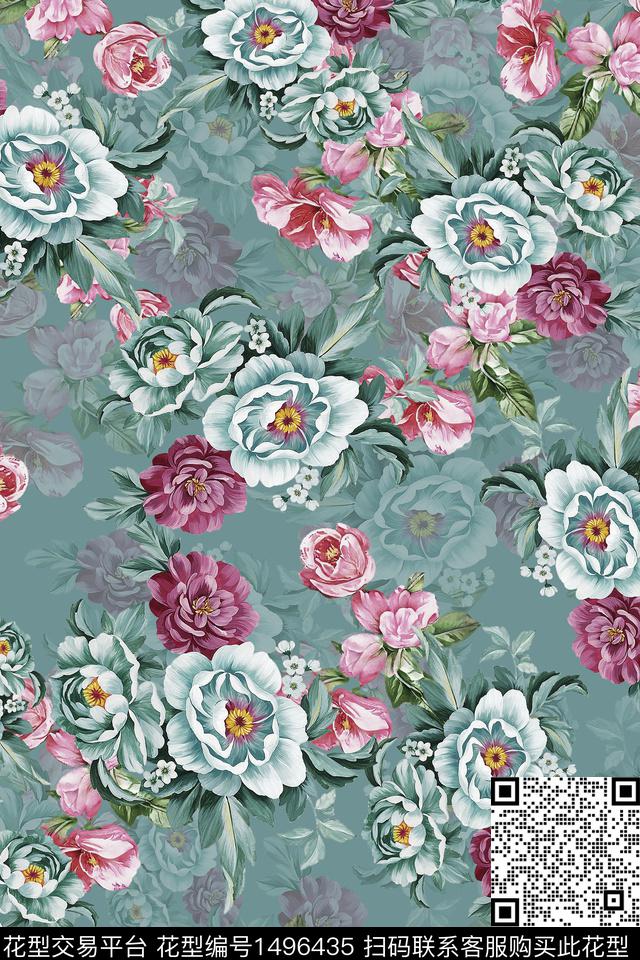 香云纱中国风花卉数码印花华亿平台下载（图片编号: 1496435） - 瓦栏（Walan）