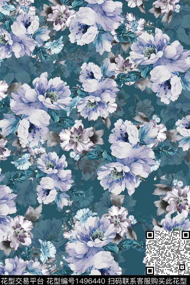 香云纱中国风花卉数码印花华亿平台下载（图片编号: 1496440） - 瓦栏（Walan）
