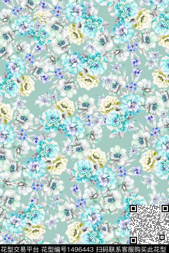 花卉大牌风小清新数码印花华亿平台下载（图片编号: 1496443） - 瓦栏（Walan）