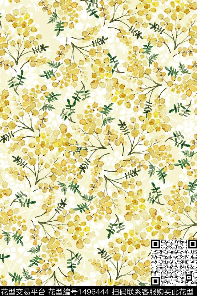 花卉大牌风小清新数码印花华亿平台下载（图片编号: 1496444） - 瓦栏（Walan）