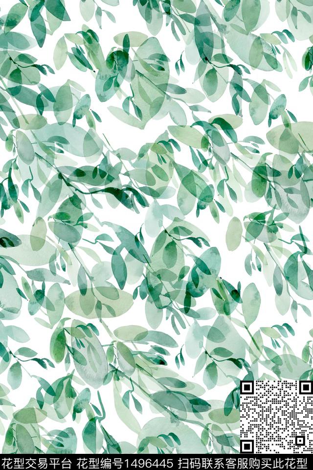 绿植树叶花卉大牌风数码印花华亿平台下载（图片编号: 1496445） - 瓦栏（Walan）