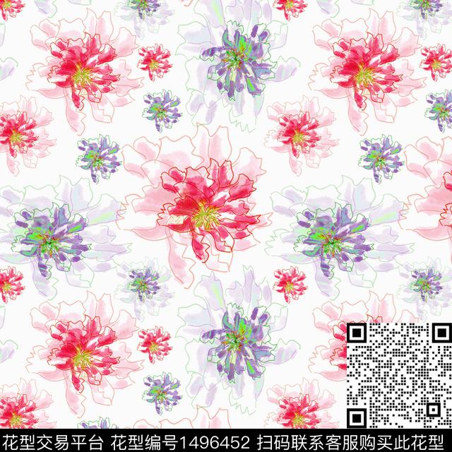 花卉手绘小碎花数码印花华亿平台下载（图片编号: 1496452） - 瓦栏（Walan）