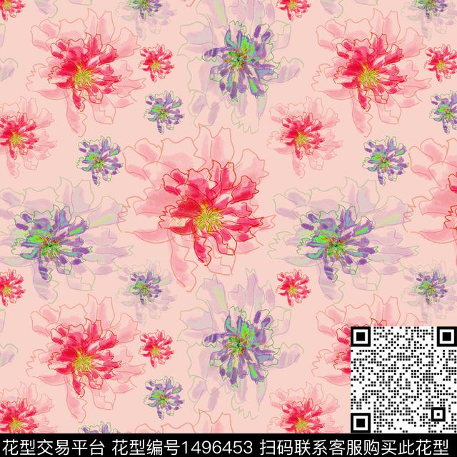 花卉手绘小碎花数码印花华亿平台下载（图片编号: 1496453） - 瓦栏（Walan）