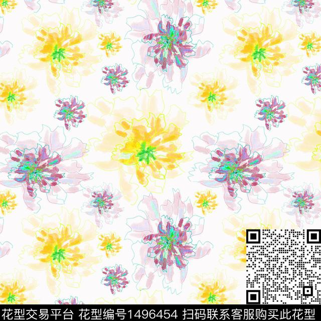 花卉手绘小碎花数码印花华亿平台下载（图片编号: 1496454） - 瓦栏（Walan）