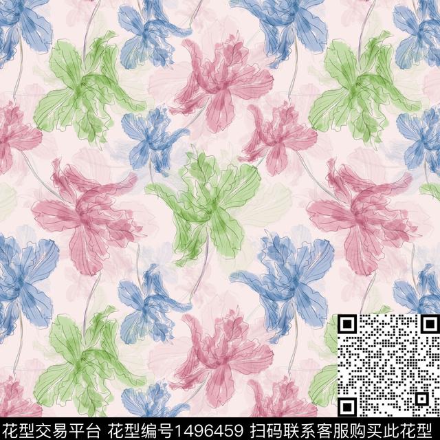 花卉手绘小碎花传统印花华亿平台下载（图片编号: 1496459） - 瓦栏（Walan）