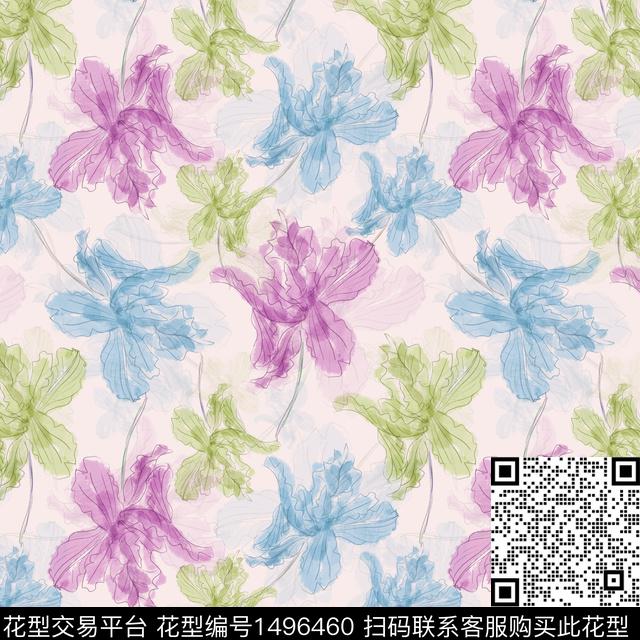 花卉手绘小碎花传统印花华亿平台下载（图片编号: 1496460） - 瓦栏（Walan）