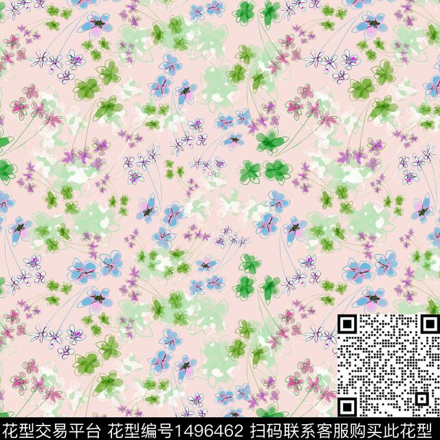 花卉手绘小碎花传统印花华亿平台下载（图片编号: 1496462） - 瓦栏（Walan）