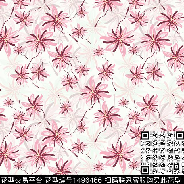 花卉手绘小碎花传统印花华亿平台下载（图片编号: 1496466） - 瓦栏（Walan）