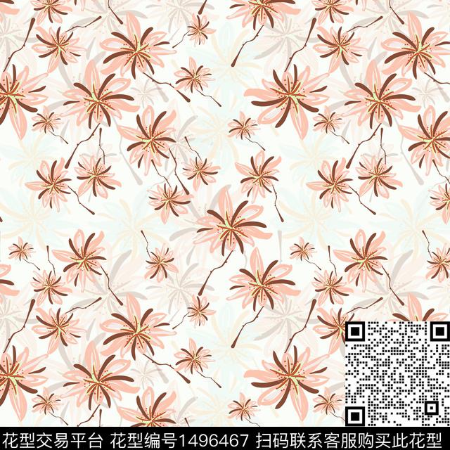 花卉手绘小碎花传统印花华亿平台下载（图片编号: 1496467） - 瓦栏（Walan）