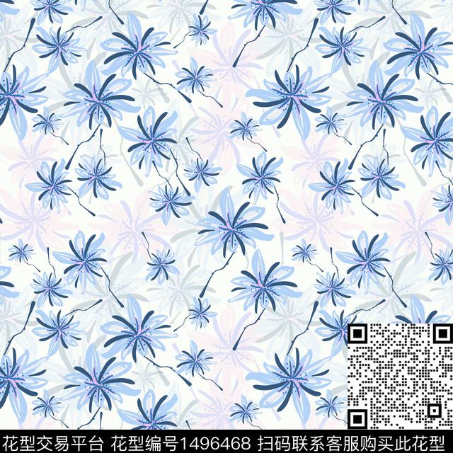 花卉手绘小碎花传统印花华亿平台下载（图片编号: 1496468） - 瓦栏（Walan）